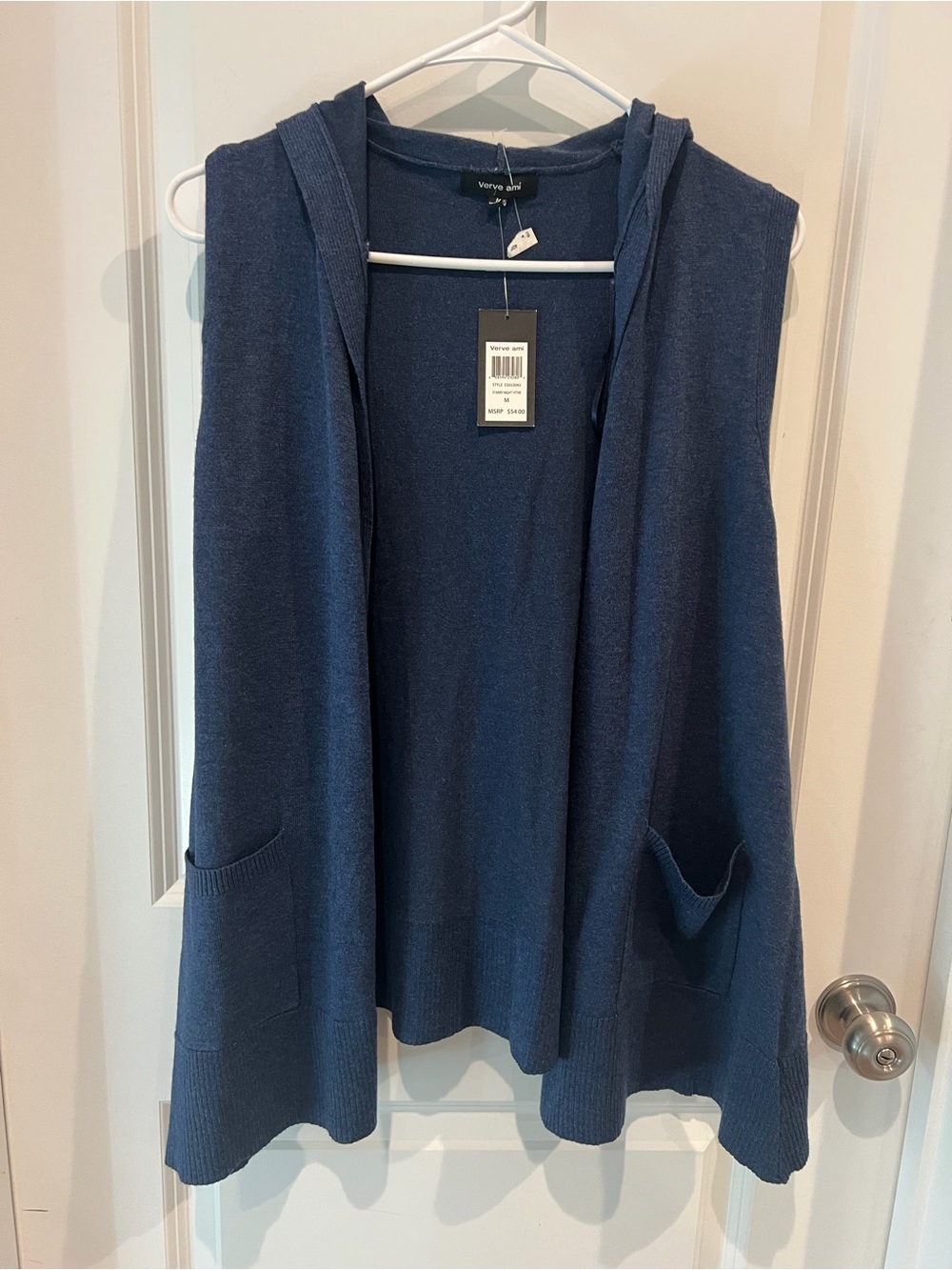 NWT Verve Ami Hooded Open-Front Sleeveless Cardigan Size Medium